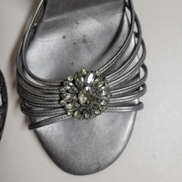Yves Saint Laurent Grey Silver Heels with Crystal Embellishments. - Picture 9 of 16